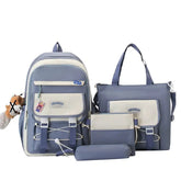 4 pcs Set Girls Backpack Large Capacity School College Travel Bag W16