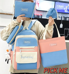5Pcs Set Backpack for Girls 4146