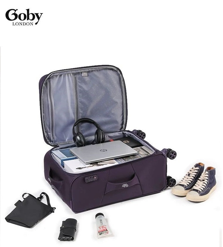Black Goby London Carry-On Luggage Suitcase 3Pcs Sets On Wheels Oxford Luggage 3006