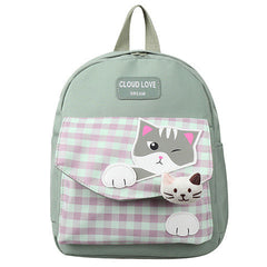 Green Cute Cat Design School Backpacks For Kids 4201-1