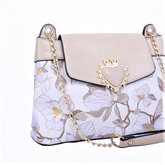 Black Heart Decor Flap Over Mini Crossbody Bag 8816-3
