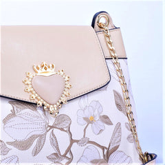 Black Heart Decor Flap Over Mini Crossbody Bag 8816-3