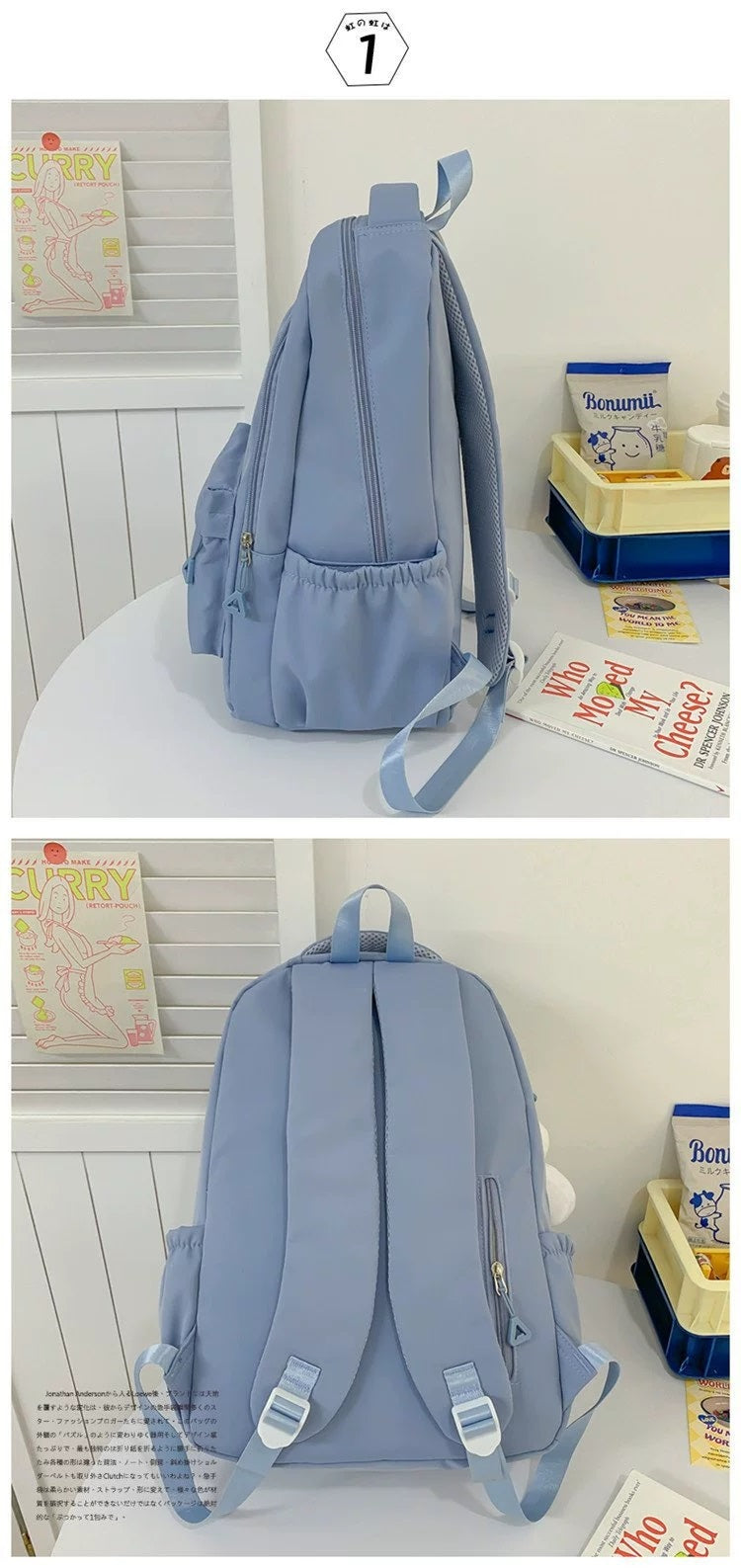 Black Student Schoolbag Junior High School Boys and Girls Backpack 1688-11
