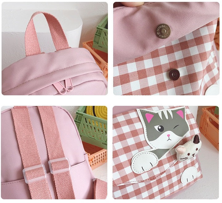 Black Cute Cat Design School Backpacks For Kids 4201-1