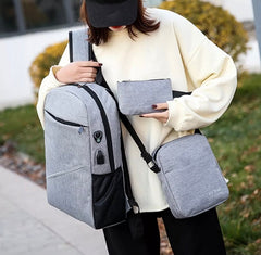 Grey 3 in 1 Laptop Backpack For Men & Women Without USB Port 2003